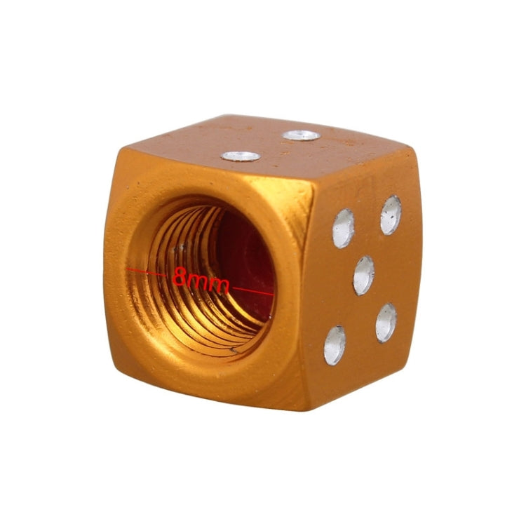 Universal 8mm Dice Style Aluminium Alloy Car Tire Valve Caps, Pack of 4(Gold) - Tire Valve Caps by PMC TechLife | Online Shopping South Africa | PMC TechLife | Buy Now Pay Later Mobicred