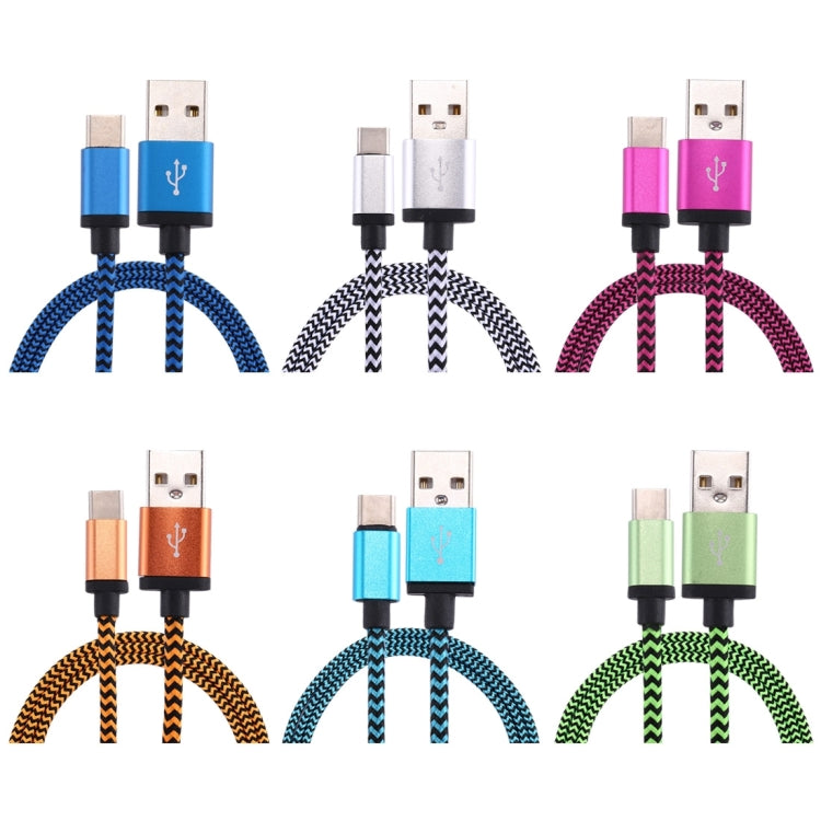 1m Woven Style USB-C / Type-C 3.1 to USB 2.0 Data Sync Charge Cable(Magenta) - USB-C & Type-C Cable by PMC TechLife | Online Shopping South Africa | PMC TechLife | Buy Now Pay Later Mobicred