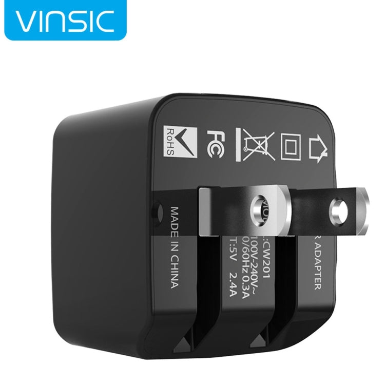 Vinsic 12W 5V 2.4A Output Dual USB Wall Charger USB Charger Adapter - USB Charger by VINSIC | Online Shopping South Africa | PMC TechLife | Buy Now Pay Later Mobicred