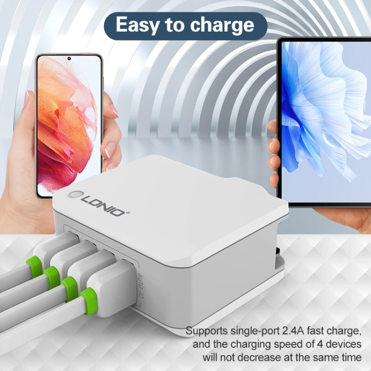 LDNIO A4403 4.4A 4 x USB Ports Smart Travel Charger, EU Plug - USB Charger by LDNIO | Online Shopping South Africa | PMC TechLife | Buy Now Pay Later Mobicred