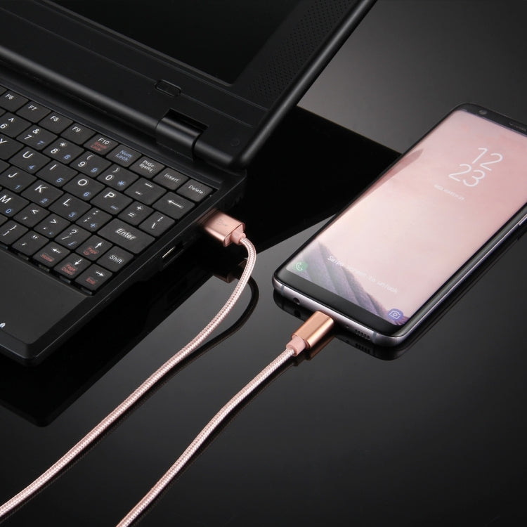 Knit Texture USB to USB-C / Type-C Data Sync Charging Cable, Cable Length: 2m, 3A Output(Rose Gold) - free shipping - PMC TechLife - Order now!