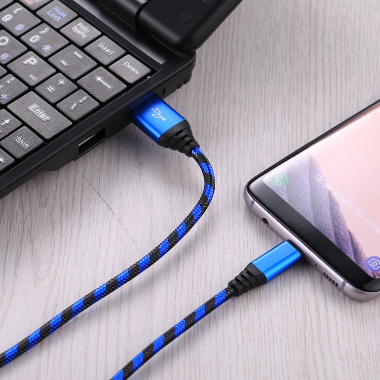 1m USB to USB-C / Type-C Nylon Weave Style Data Sync Charging Cable(Blue) - USB-C & Type-C Cable by PMC TechLife | Online Shopping South Africa | PMC TechLife | Buy Now Pay Later Mobicred