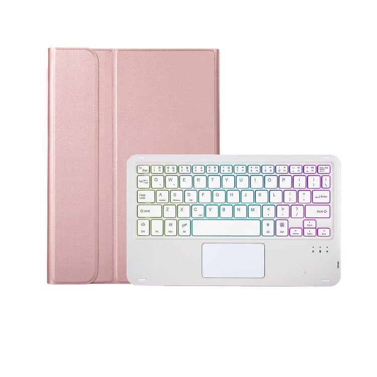 For iPad 11 2025 / 10th Gen 10.9 2022 A10B-AS Lambskin Texture Backlight Bluetooth Touch Keyboard Leather Tablet Case with Pen Slot(Rose Gold) - Universal by PMC TechLife | Online Shopping South Africa | PMC TechLife | Buy Now Pay Later Mobicred