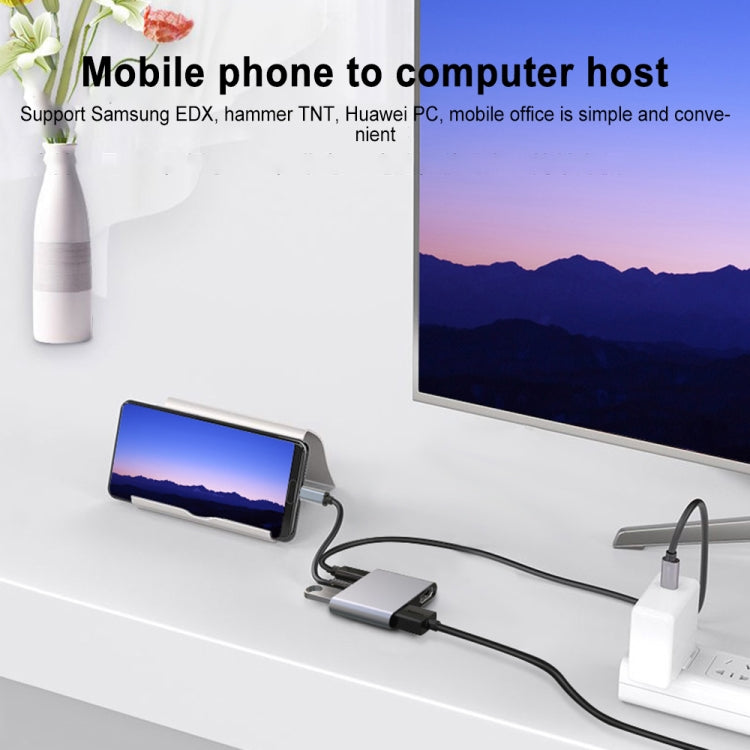 4 in 1 Multifunction USB-C / Type-C to PD USB-C / Type-C +USB 3.0+Dual HDMI HUB Docking Station (White) - USB HUB by PMC Jewellery | Online Shopping South Africa | PMC Jewellery | Buy Now Pay Later Mobicred