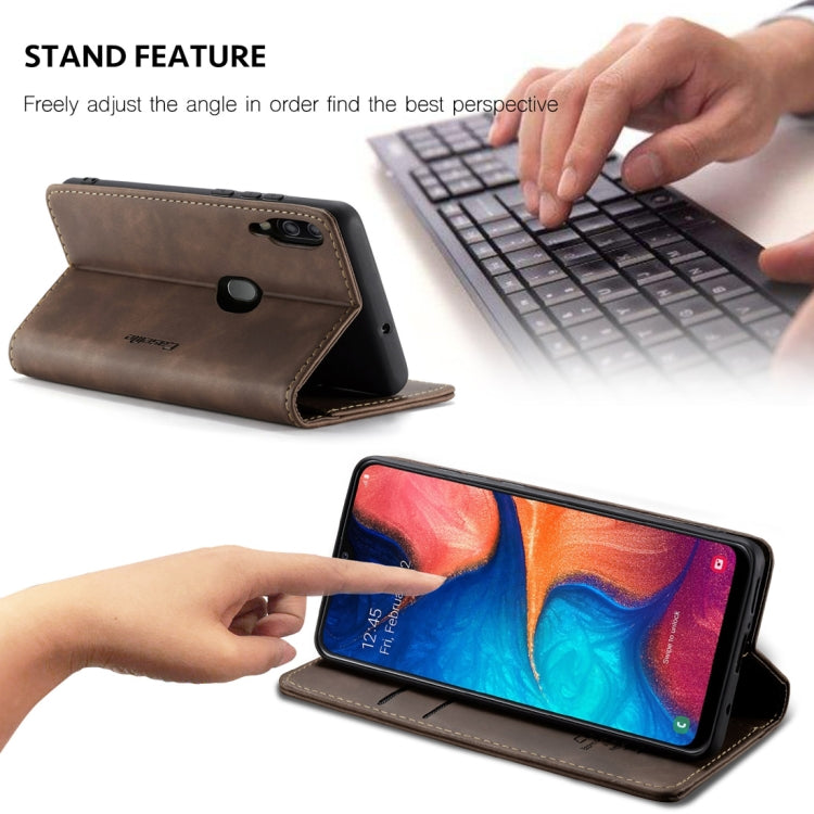 CaseMe-013 Multifunctional Retro Frosted Horizontal Flip Leather Case for Galaxy A20 / A30, with Card Slot & Holder & Wallet (Coffee) - free shipping - PMC Jewellery - Order now!