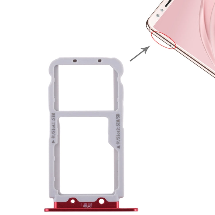 2 SIM Card Tray / Micro SD Card Tray for Huawei Nova 2s(Red) - Card Socket by PMc TechLife | Online Shopping South Africa | PMc TechLife | Buy Now Pay Later Mobicred