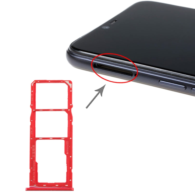 For Realme 2 SIM Card Tray + SIM Card Tray + Micro SD Card Tray (Red) - Card Socket by PMc TechLife | Online Shopping South Africa | PMc TechLife | Buy Now Pay Later Mobicred