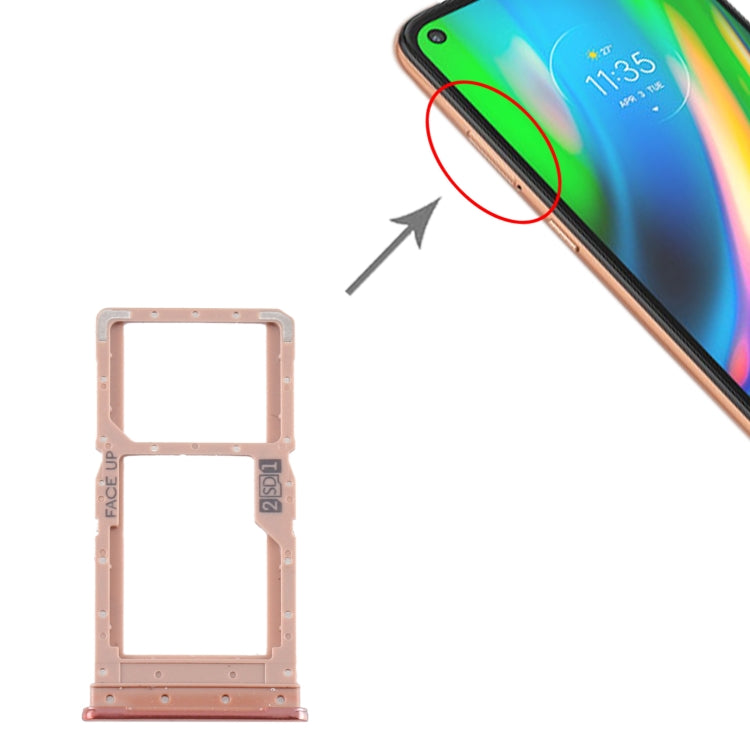 SIM Card Tray + SIM Card Tray / Micro SD Card Tray for Motorola Moto G9 Plus XT2087-1(Gold) - Card Socket by PMc TechLife | Online Shopping South Africa | PMc TechLife | Buy Now Pay Later Mobicred