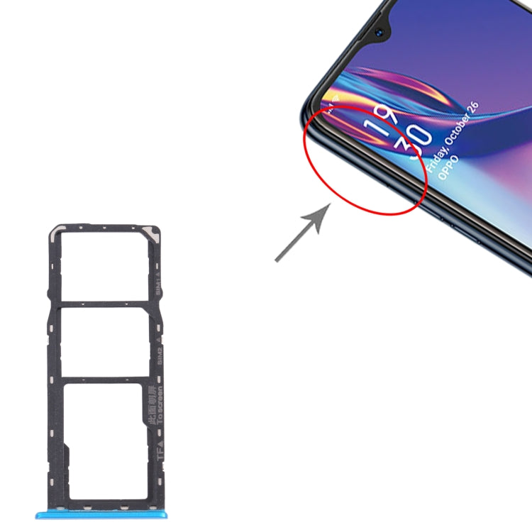 For OPPO A12 CPH2083, CPH2077 SIM Card Tray + SIM Card Tray + Micro SD Card Tray (Blue) - Card Tray by PMc TechLife | Online Shopping South Africa | PMc TechLife | Buy Now Pay Later Mobicred