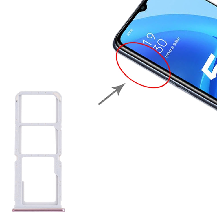 For OPPO A55 PEMM00, PEMM20, PEMT00, PEMT20 SIM Card Tray + SIM Card Tray + Micro SD Card Tray (Gold) - Card Socket by PMc TechLife | Online Shopping South Africa | PMc TechLife | Buy Now Pay Later Mobicred