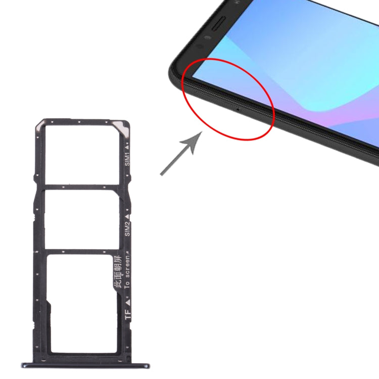 SIM Card Tray + SIM Card Tray + Micro SD Card Tray for Huawei Y6 (2018) (Black) - free shipping - PMc TechLife - Order now!