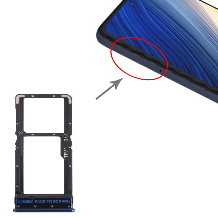 SIM Card Tray + Micro SD Card Tray for Xiaomi Poco X3 Pro M2102J20SG M2102J20SI (Blue) - Card Tray by PMc TechLife | Online Shopping South Africa | PMc TechLife | Buy Now Pay Later Mobicred