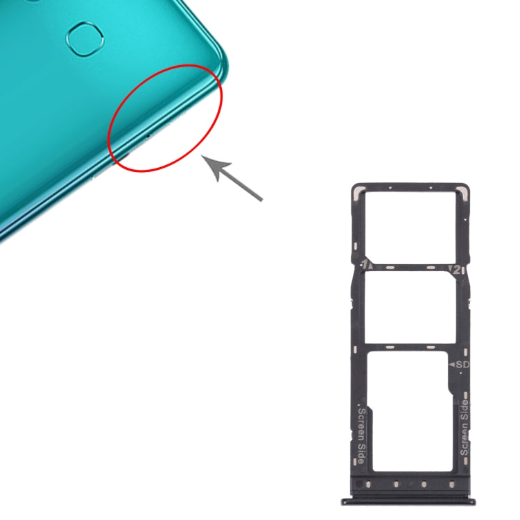 For Infinix Hot 10 Lite X657B SIM Card Tray + SIM Card Tray + Micro SD Card Tray (Black) - free shipping - PMc TechLife - Order now!