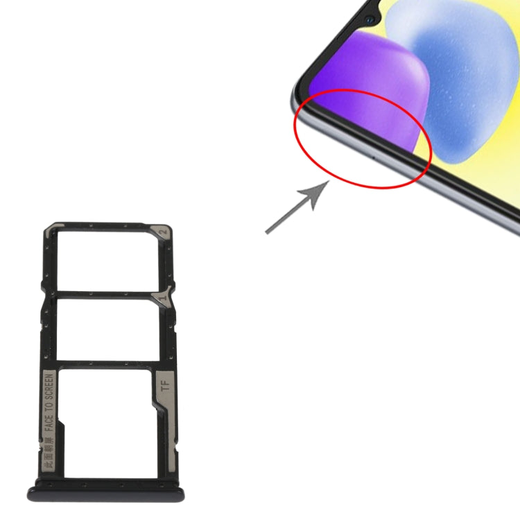 SIM Card Tray + SIM Card Tray + Micro SD Card Tray For Xiaomi Redmi 10A (Black) - Card Tray by PMc TechLife | Online Shopping South Africa | PMc TechLife | Buy Now Pay Later Mobicred