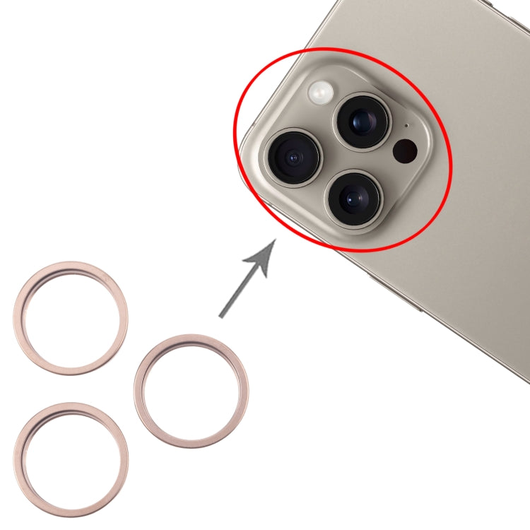 For iPhone 16 Pro 3pcs/set Rear Camera Glass Lens Metal Outside Protector Hoop Ring (Gold) - by PMC Jewellery | Online Shopping South Africa | PMC Jewellery | Buy Now Pay Later Mobicred