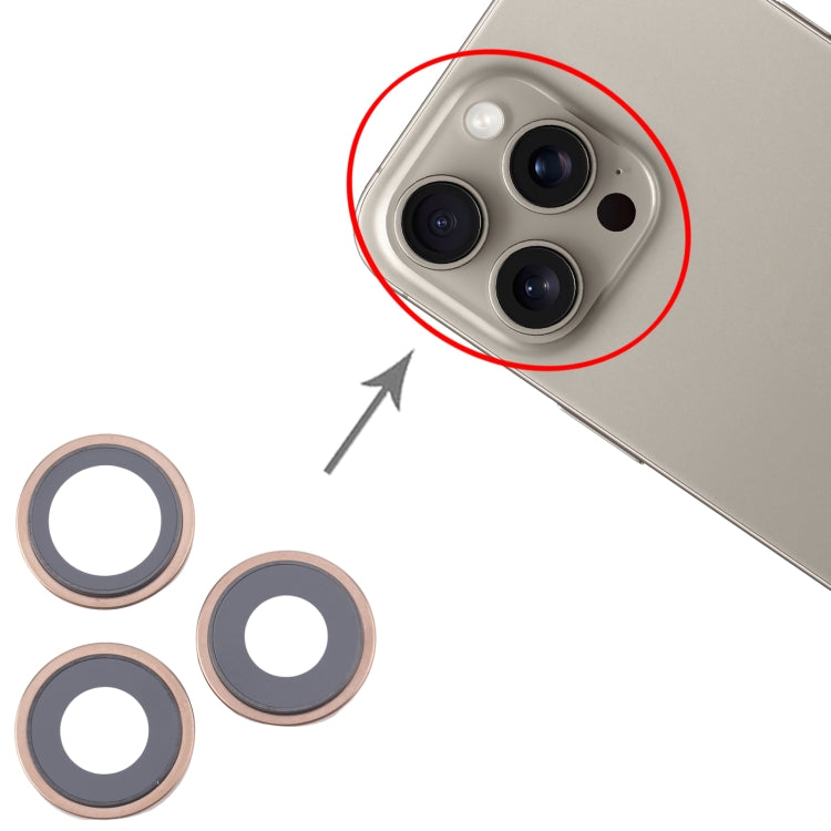 For iPhone 16 Pro Max 3pcs/Set Camera Lens Cover (Gold) - by PMC Jewellery | Online Shopping South Africa | PMC Jewellery | Buy Now Pay Later Mobicred