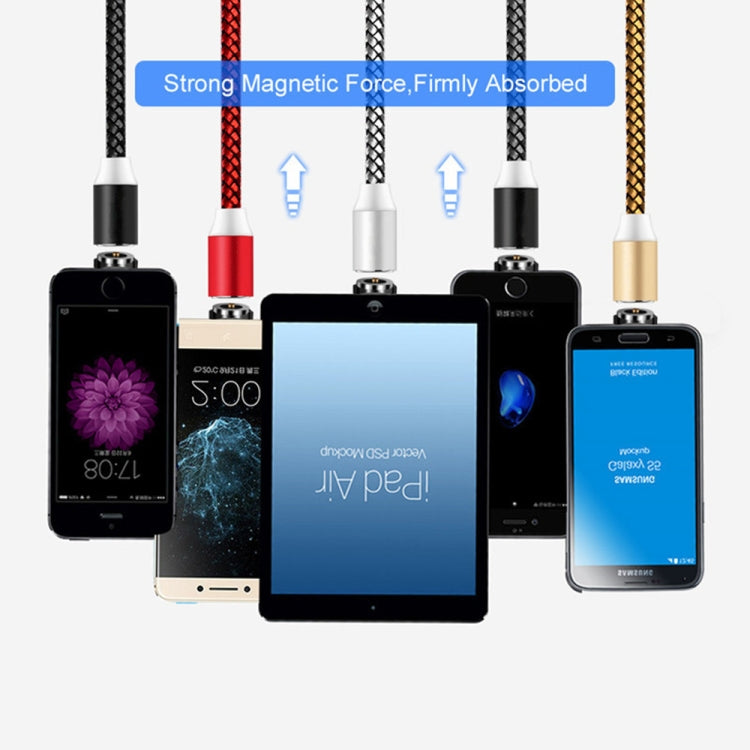 2 in 1 USB to 8 Pin + Micro USB Magnetic Metal Interface Nylon Braided Charging Cable, Length: 1m(Gold) - Charging Cable & Head by PMC Jewellery | Online Shopping South Africa | PMC Jewellery | Buy Now Pay Later Mobicred