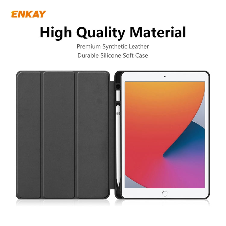 For iPad 10.2 2021 / 2020 / 2019 ENKAY ENK-8016 PU Leather + TPU Smart Case with Pen Slot(Black) - free shipping - PMc TechLife - Order now!