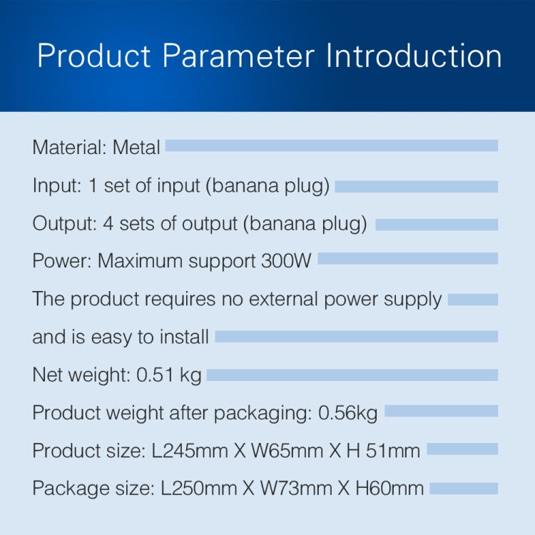 1 In And 4 Out Amplifier Sound Speaker Distributor, 4-Area Sound Source, Signal Distribution Panel, Single Audio Input, 300W Per Channel - by PMC Jewellery | Online Shopping South Africa | PMC Jewellery | Buy Now Pay Later Mobicred