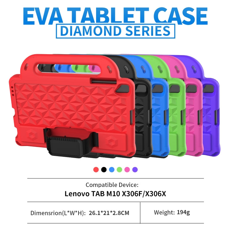For Lenovo M10 X306X / X306F Diamond Series EVA Anti-Fall Shockproof Sleeve Protective Shell Case with Holder & Strap(Green) - free shipping - PMC TechLife - Order now!