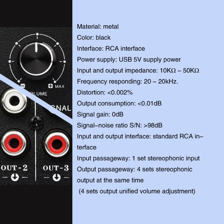 1 In 4 Out Audio Frequency Signal Distribute Device Non Consumption Output RCA Interface - by PMC TechLife | Online Shopping South Africa | PMC TechLife | Buy Now Pay Later Mobicred