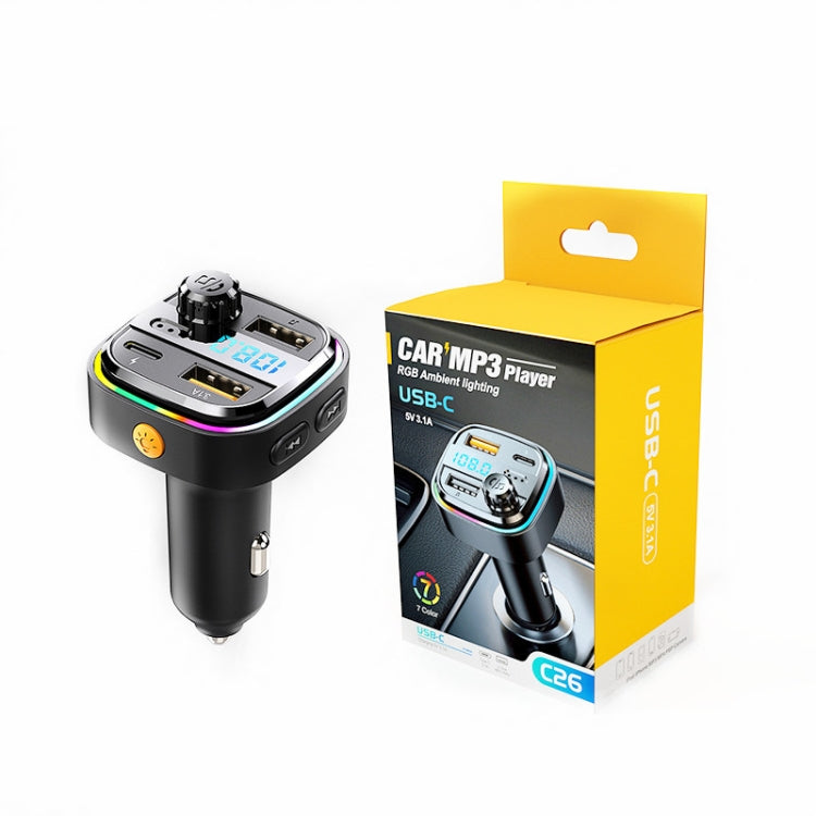 C26 Car Bluetooth Transmitter Handsfree Audio Player Dual USB Car Charger - Bluetooth Car Kits by PMC TechLife | Online Shopping South Africa | PMC TechLife | Buy Now Pay Later Mobicred