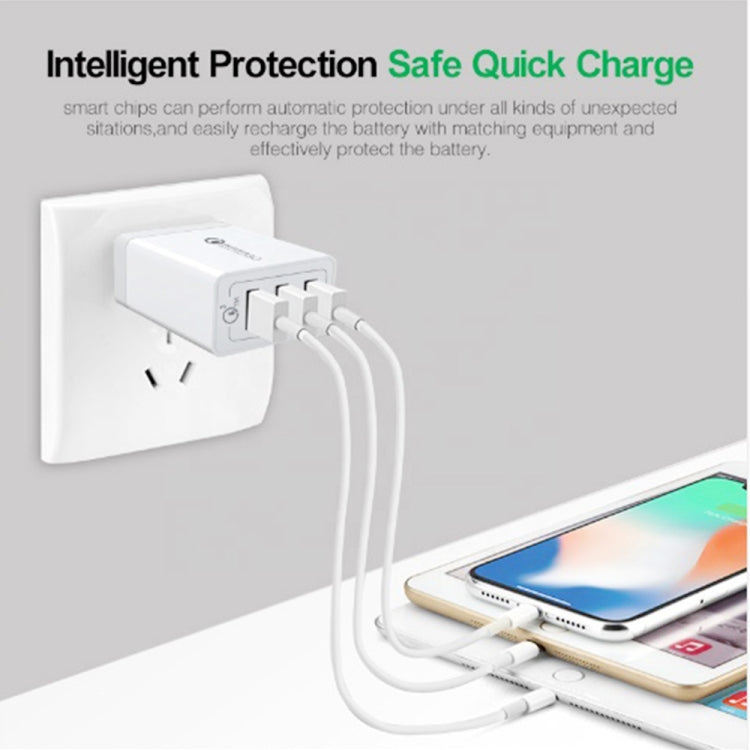 30W QC 3.0 USB + 2 x USB 2.0 Ports Mobile Phone Tablet Quick Charger, AU Plug - free shipping - PMC Jewellery - Order now!