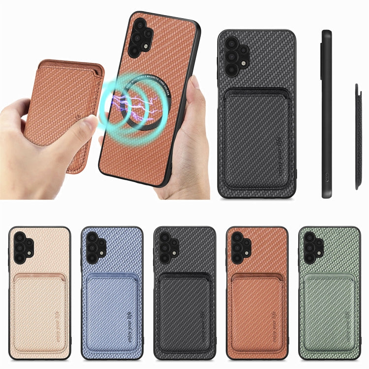 For Samsung Galaxy A32 5G Carbon Fiber Leather Card Magsafe Magnetic Phone Case(Brown) - Galaxy Phone Cases by PMC TechLife | Online Shopping South Africa | PMC TechLife | Buy Now Pay Later Mobicred