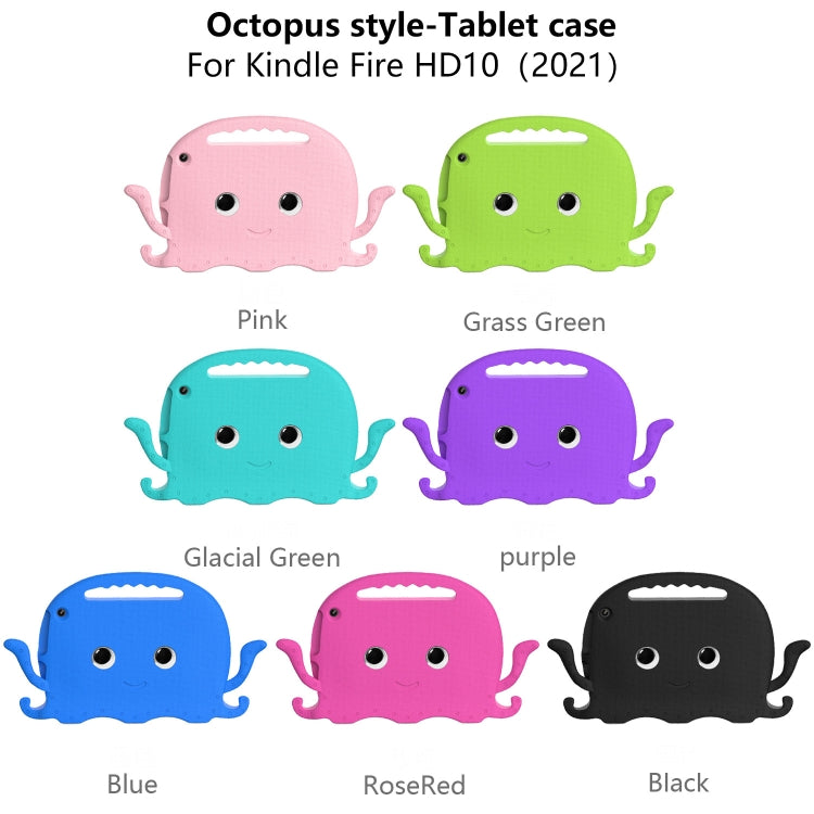 For Amazon Kindle Fire HD10 2021 Octopus Style EVA + PC Tablet Case with Strap(RoseRed) - Amazon by PMC TechLife | Online Shopping South Africa | PMC TechLife | Buy Now Pay Later Mobicred