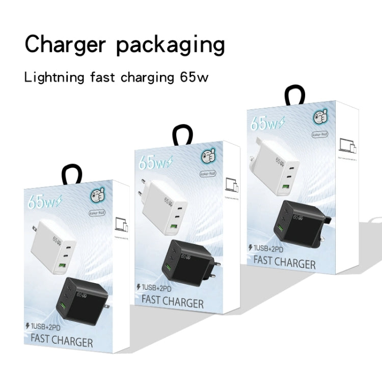 GaN PD65W Type-C x 2 + USB3.0 Laptop Adapter ,US Plug(White) - free shipping - PMC Jewellery - Order now!