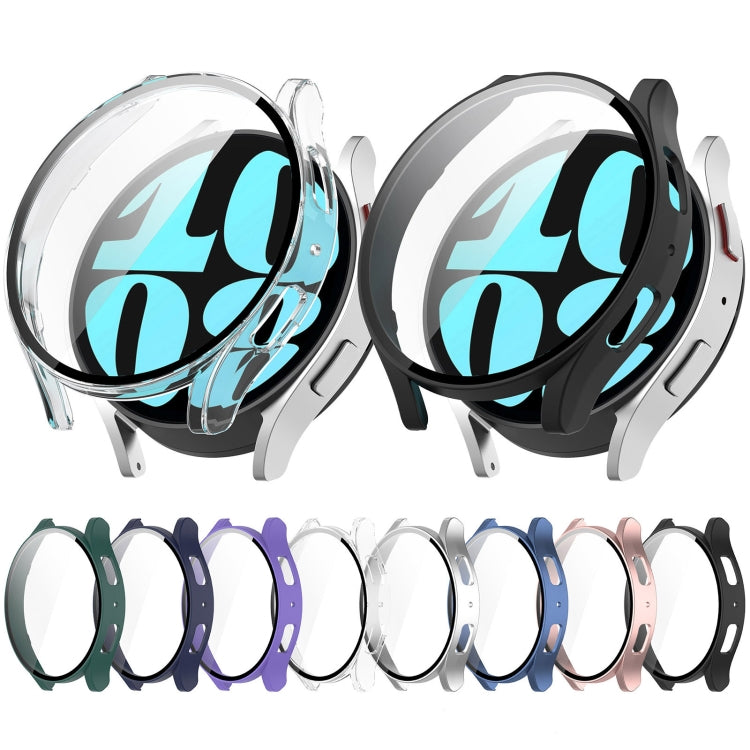 For Samsung Galaxy Watch6 44mm PC + Tempered Film Integrated Watch Protective Case(Purple) - Watch Cases by PMC TechLife | Online Shopping South Africa | PMC TechLife