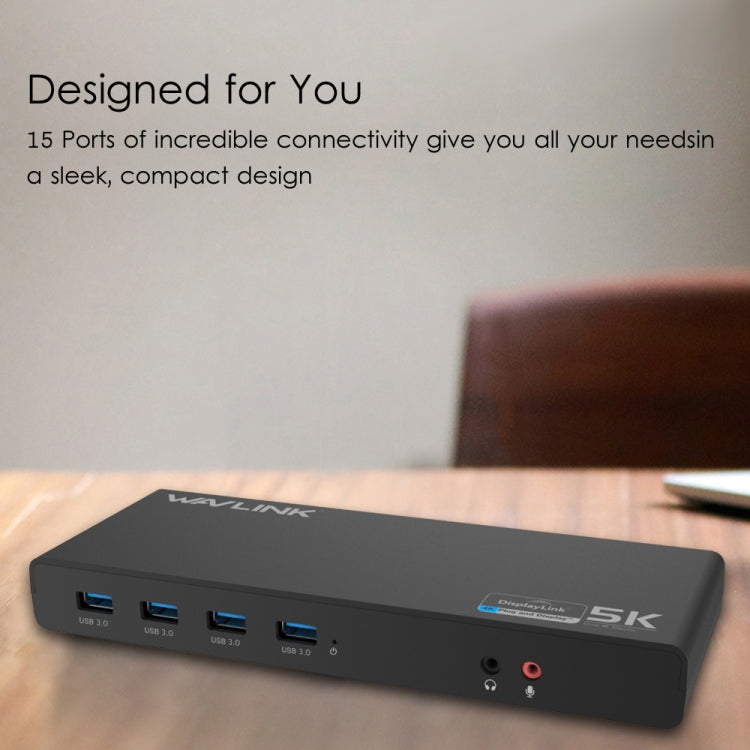 Wavlink UG69DK1 5K Type-C Dual Display USB 3.0 Video Gigabit Ethernet HDMI Docking Station, Plug:EU Plug - free shipping - PMC TechLife - Order now!