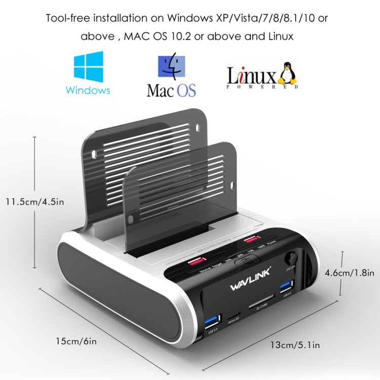 Wavlink ST336A SSD HDD Fast Offline Clone SATA USB 3.0 External Hard Drive Case(AU Plug) - HDD Enclosure by WAVLINK | Online Shopping South Africa | PMC Jewellery | Buy Now Pay Later Mobicred