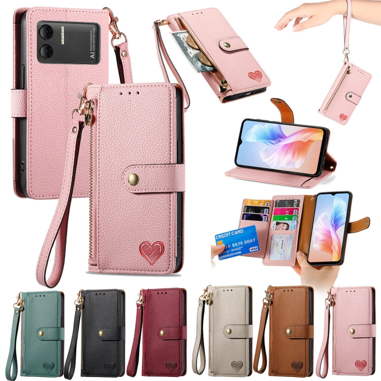 For DOOGEE X98 Pro / X98 Love Zipper Lanyard Leather Phone Case(Pink) - Doogee Cases by PMC TechLife | Online Shopping South Africa | PMC TechLife | Buy Now Pay Later Mobicred