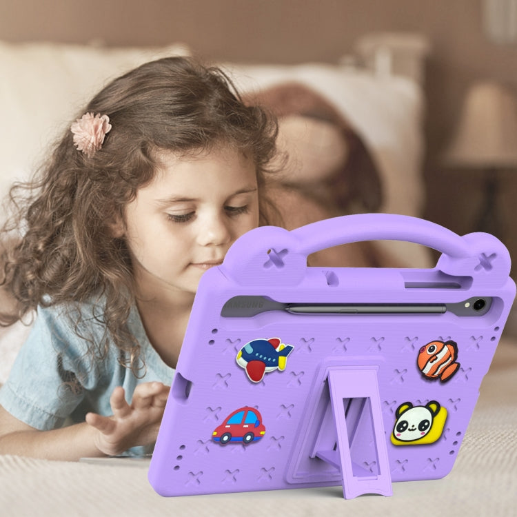 For Samsung Galaxy Tab S9 FE / X510N Handle Kickstand Children EVA Shockproof Tablet Case(Light Purple) - Galaxy Tab S9 FE by PMC TechLife | Online Shopping South Africa | PMC TechLife