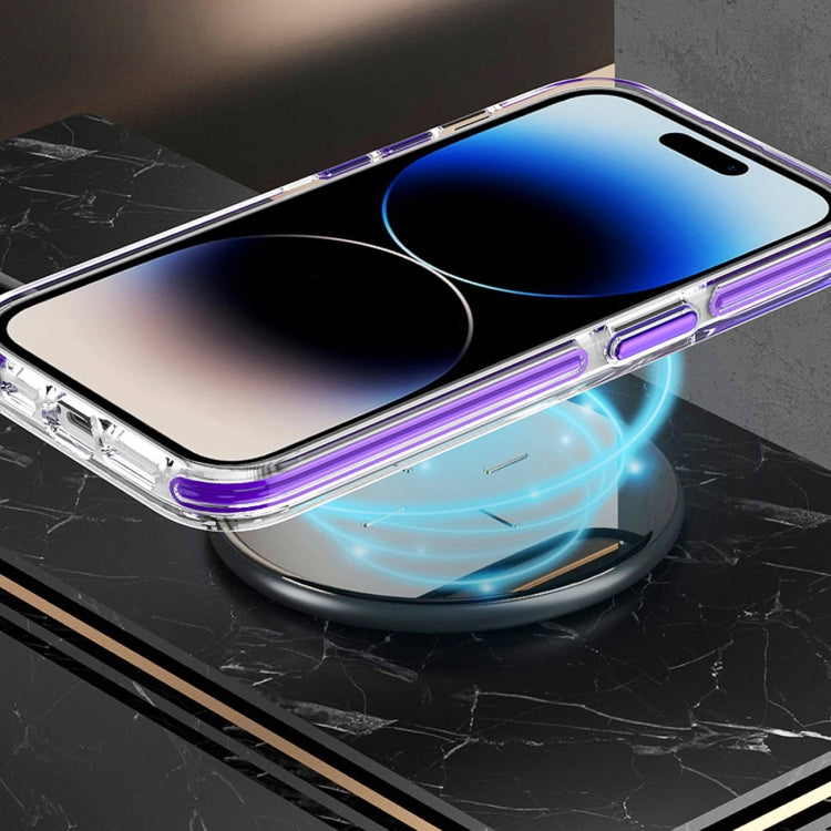 For iPhone 15 Pro Max Dual-color MagSafe TPU Hybrid Clear PC Shockproof Phone Case(Purple) - iPhone 15 Pro Max Cases by PMC TechLife | Online Shopping South Africa | PMC TechLife