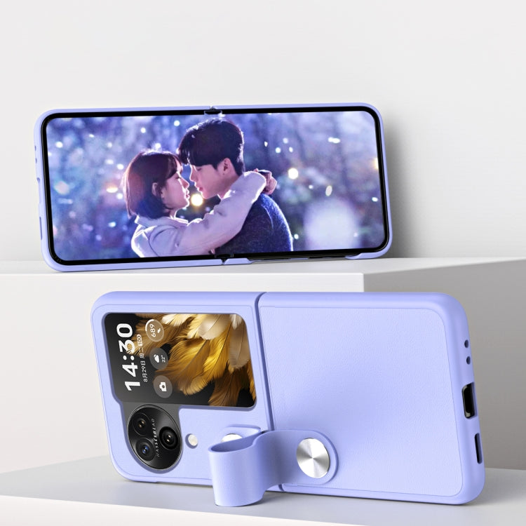 For OPPO Find N3 Flip Hand Strap Plain Leather Phone Case(Black) - Find N3 Flip Cases by PMC TechLife | Online Shopping South Africa | PMC TechLife