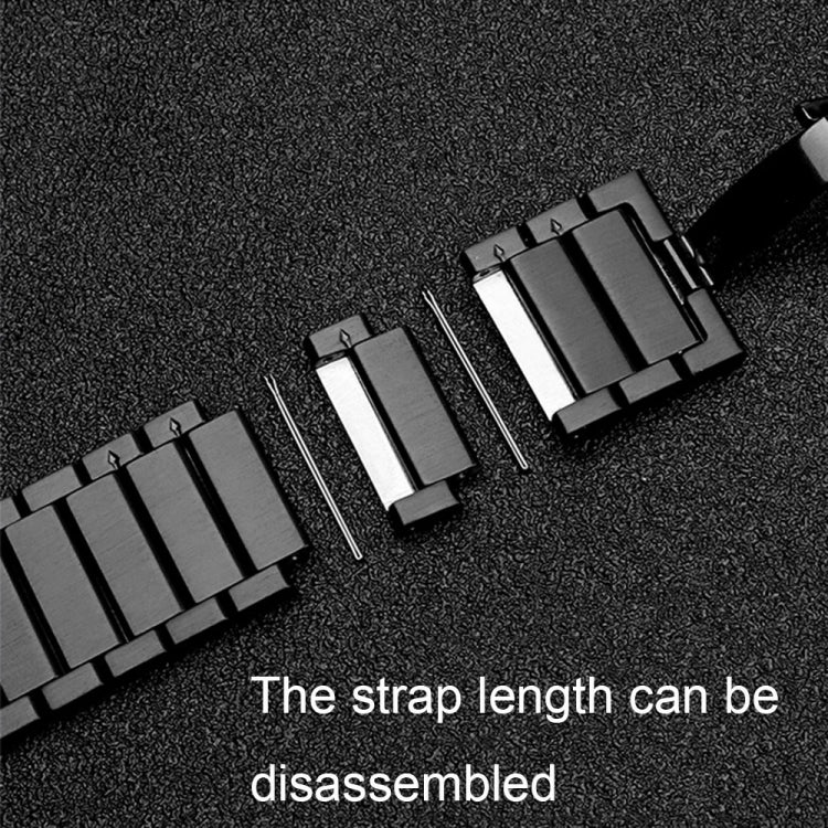 For Garmin Vivoactive 4S One Bead Butterfly Buckle Stainless Steel Metal Watch Band(Black) - free shipping - PMC TechLife - Order now!