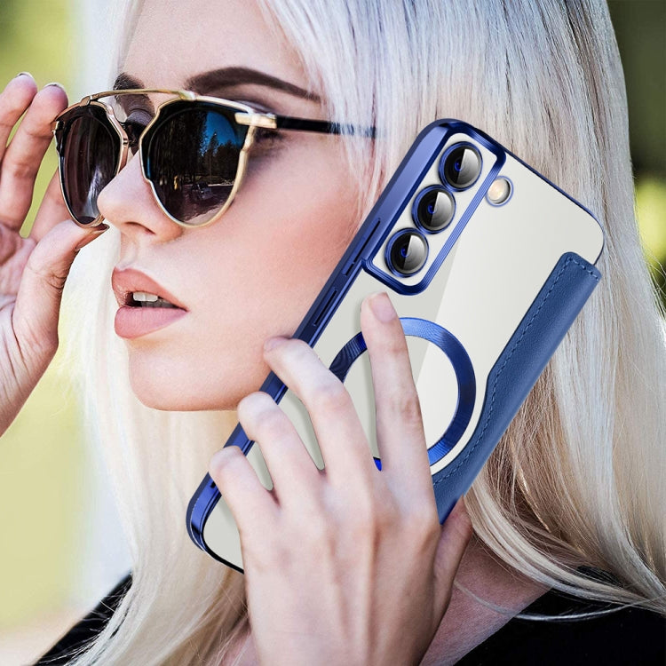 For Samsung Galaxy S22+ 5G Shield MagSafe RFID Anti-theft Leather Phone Case(Dark Blue) - Galaxy S22+ 5G Cases by PMC TechLife | Online Shopping South Africa | PMC TechLife | Buy Now Pay Later Mobicred