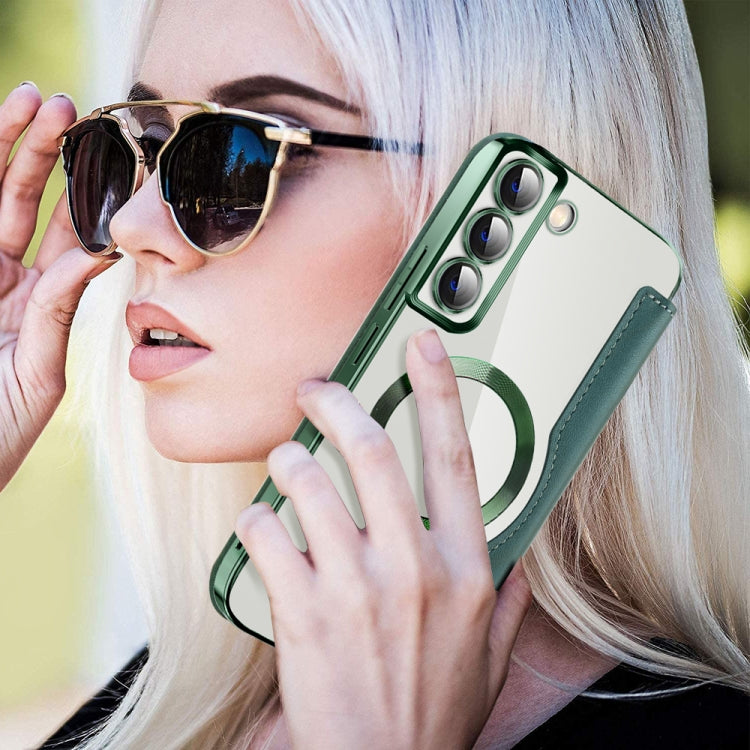 For Samsung Galaxy S22+ 5G Shield MagSafe RFID Anti-theft Leather Phone Case(Green) - Galaxy S22+ 5G Cases by PMC TechLife | Online Shopping South Africa | PMC TechLife | Buy Now Pay Later Mobicred