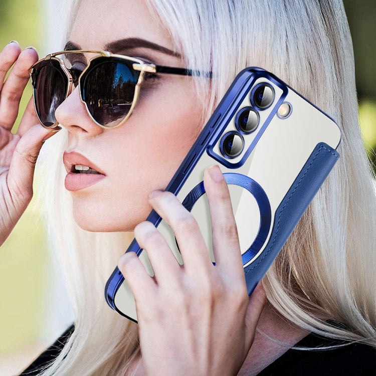 For Samsung Galaxy S22+ 5G MagSafe Magnetic RFID Anti-theft Leather Phone Case(Dark Blue) - Galaxy S22 5G Cases by PMC TechLife | Online Shopping South Africa | PMC TechLife