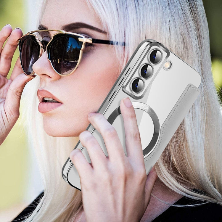 For Samsung Galaxy S22+ 5G MagSafe Magnetic RFID Anti-theft Leather Phone Case(Grey) - Galaxy S22 5G Cases by PMC TechLife | Online Shopping South Africa | PMC TechLife