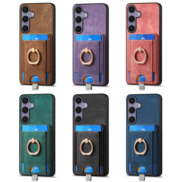 For Samsung Galaxy S25+ 5G Retro Splitable Magnetic Card Bag Leather Phone Case(Black) - Galaxy Phone Cases by PMC Jewellery | Online Shopping South Africa | PMC Jewellery | Buy Now Pay Later Mobicred