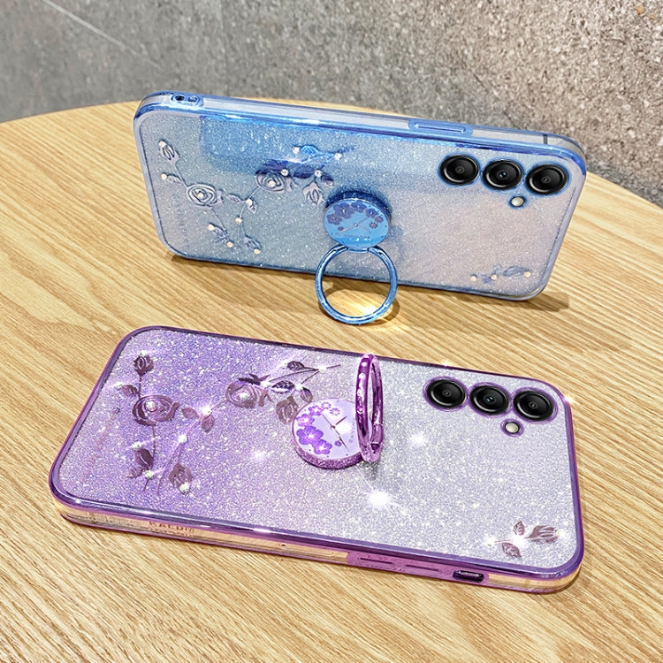 For Samsung Galaxy S25 Ultra 5G Gradient Glitter Immortal Flower Ring All-inclusive Phone Case(Blue) - Galaxy S25 Ultra 5G Cases by PMC Jewellery | Online Shopping South Africa | PMC Jewellery | Buy Now Pay Later Mobicred