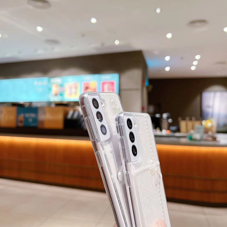 For Samsung Galaxy S25 5G Pearl Bow Glitter Epoxy TPU Phone Case(Three Knots) - Galaxy S25 5G Cases by PMC TechLife | Online Shopping South Africa | PMC TechLife | Buy Now Pay Later Mobicred