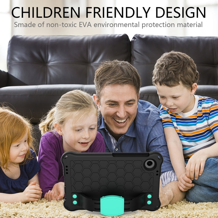 For Samsung Galaxy Tab A9 8.7 X110/X115 Honeycomb EVA Hybrid PC Tablet Case with Strap(Black+Aqua) - Galaxy Tab A9 by PMC TechLife | Online Shopping South Africa | PMC TechLife