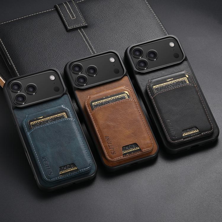 For iPhone 16 Pro Max Suteni H02 Leather Wallet Stand Back Phone Case(Black) - free shipping - PMC Jewellery - Order now!