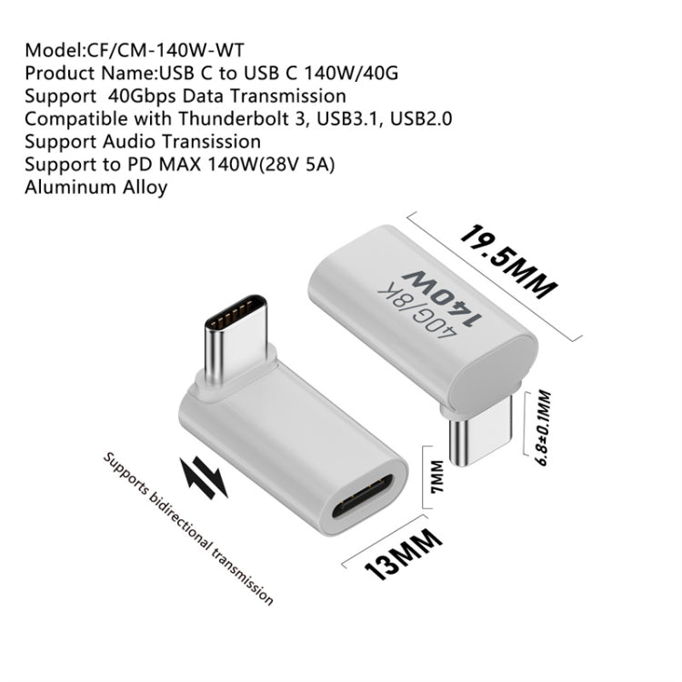 USB 3.1 Type-C to Type-C 40Gbps 8K Transmission Adapter 140W 5A Charge, Specification:Type-C Female to Female - Cable & Adapters by PMC TechLife | Online Shopping South Africa | PMC TechLife | Buy Now Pay Later Mobicred
