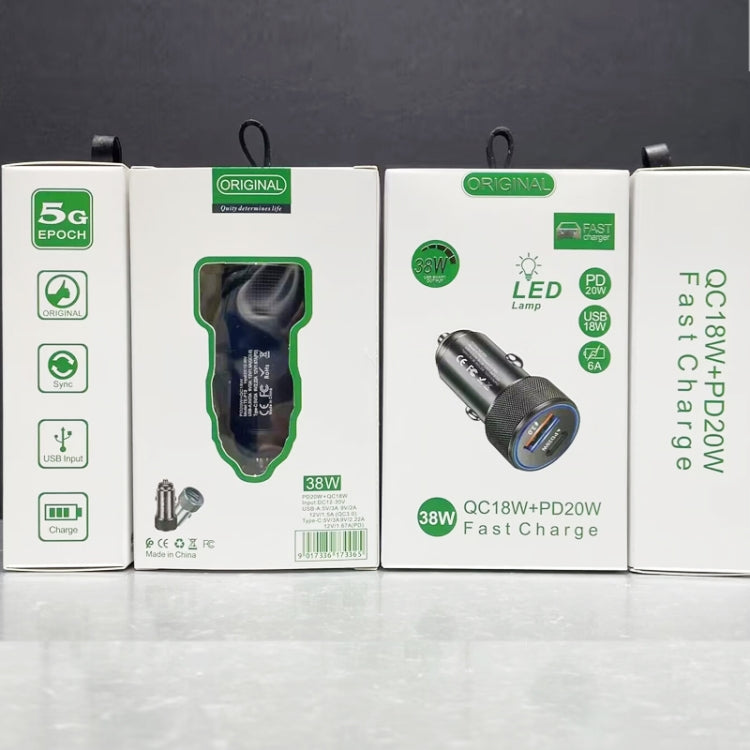 P19 Metal PD20W USB-C + QC18W USB Car Charger with Type-C to 8 Pin Date Cable(Black) - free shipping - PMC Jewellery - Order now!