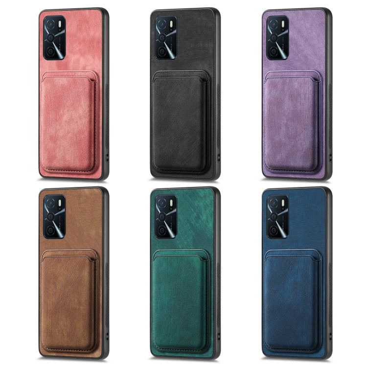 For OPPO Reno6 Pro 5G Retro Leather Card Bag Magnetic Phone Case(Purple) - free shipping - PMC TechLife - Order now!
